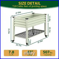 48 In. L X 25 In. W X 34 In. H Light Green Galvanized Steel Raised Garden Bed With