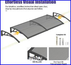 48x60 Window Awnings Door Canopy UV Rain Snow Roof Cover Polycarbonate Awning