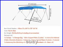 4Bow Boat Bimini Tops 600D Polyester Canopy with Aluminum Alloy Frame Waterproof
