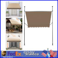 6.5-10ft Height Adjustable Patio Awning Retractable Awning Sunshade Shelter
