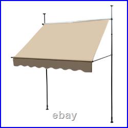 6.5-10ft Height Adjustable Patio Awning Retractable Awning Sunshade Shelter