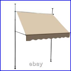 6.5-10ft Height Adjustable Patio Awning Retractable Awning Sunshade Shelter