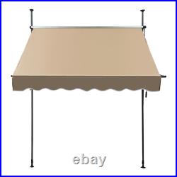 6.5-10ft Height Adjustable Patio Awning Retractable Awning Sunshade Shelter