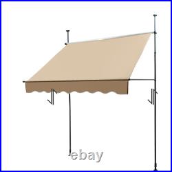 6.5-10ft Height Adjustable Patio Awning Retractable Awning Sunshade Shelter