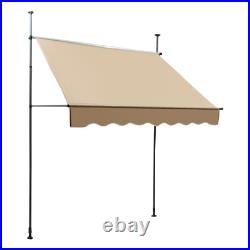 6.5-10ft Height Adjustable Patio Awning Retractable Awning Sunshade Shelter