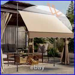 6.5-10ft Height Adjustable Patio Awning Retractable Awning Sunshade Shelter