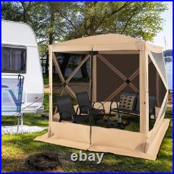 6.7 FT x 6.7 FT 4-Panel Pop up Camping Gazebo Quick-Set w / 2 Sunshade Cloths