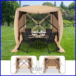 6.7 FT x 6.7 FT 4-Panel Pop up Camping Gazebo Quick-Set w / 2 Sunshade Cloths