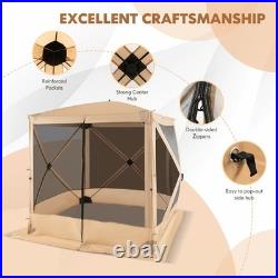 6.7 FT x 6.7 FT 4-Panel Pop up Camping Gazebo Quick-Set w / 2 Sunshade Cloths