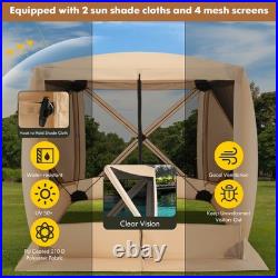 6.7 FT x 6.7 FT 4-Panel Pop up Camping Gazebo Quick-Set w / 2 Sunshade Cloths