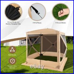 6.7 FT x 6.7 FT 4-Panel Pop up Camping Gazebo Quick-Set w / 2 Sunshade Cloths