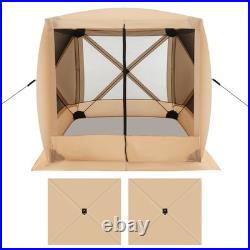 6.7 FT x 6.7 FT 4-Panel Pop up Camping Gazebo Quick-Set w / 2 Sunshade Cloths