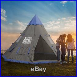 6-7 Person Huge Outdoor Sleeping Tent with Mesh Windows & Three-Season Design