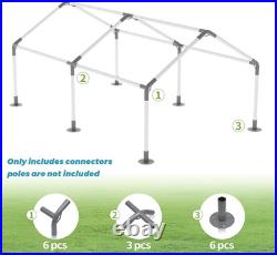 6 Leg Carport Kits, High Peak Canopy Fitting Kit with 1-3/8 ID, Galvanized Steel