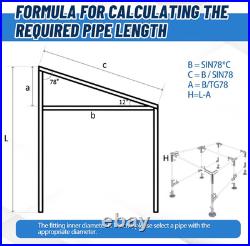 6-Leg Lean-To Canopy Fittings Kit for 1 EMT, 18 Pcs for DIY Carport/Shelter