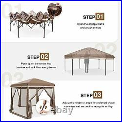 6 Sided Hexagon Pop Up Gazebo Tent with Mosquito Netting 90 Square Feet of