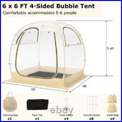 6 x 6 FT Instant Pop up Tent Weatherproof Shelter Sports Tent for 5-6 People