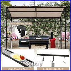 7'x4.5' Grill Gazebo Outdoor Patio Garden BBQ Canopy Shelter Storage Hook Beige