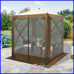 72x 72 Portable Pop Up 4 Sided Canopy Instant Gazebo Screen Tent Shelter Brown