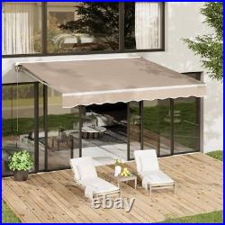 8.2'X6.5' Manual Retractable Awning Sun Shade Patio Canopy Cover Multi-Color