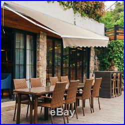 8'× 6.5' Retractable Awning Aluminum Patio Sun Shade Awning Cover withCrank Handle
