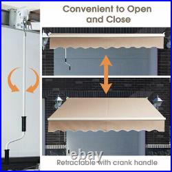 8'× 6.5' Retractable Awning Aluminum Patio Sun Shade Awning Cover withCrank Handle