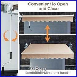 8'× 6.5' Retractable Awning Aluminum Patio Sun Shade Rainproof Cover with Handle