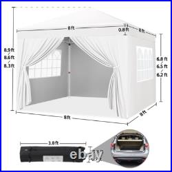 8×8/10×10/12×12 FT Pop Up Canopy, Outdoor Portable Tent with 4 Removable Sidewalls