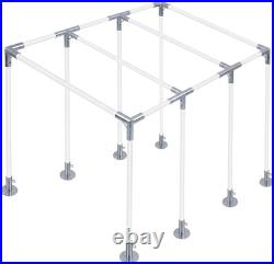 8-Leg Lean-To Canopy Fittings for under 1-3/8 Pipes, 16 Pcs Lean to Carport Fra