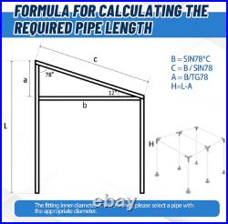 8-Leg Lean-to Canopy Fittings for under 1-3/8 Pipes, 16 Pcs Lean to Carport Fra 8-Leg Lean-to Canopy Fittings for under 1-3/8 Pipes, 16 Pcs Lean to Carport Fra