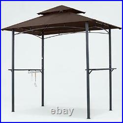 8 x 5 Grill Gazebo Outdoor BBQ Gazebo Canopy with 2 LED Lights  Brown