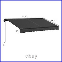 8' x 6.5' Patio Retractable Awning Sunshade Shelter Dark Gray