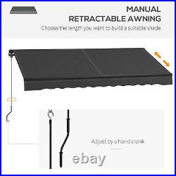 8' x 6.5' Patio Retractable Awning Sunshade Shelter Dark Gray