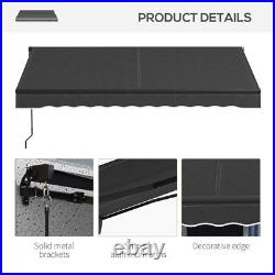 8' x 6.5' Patio Retractable Awning Sunshade Shelter Dark Gray