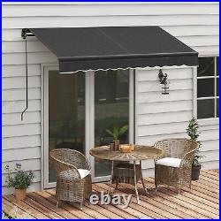 8' x 6.5' Patio Retractable Awning Sunshade Shelter Dark Gray