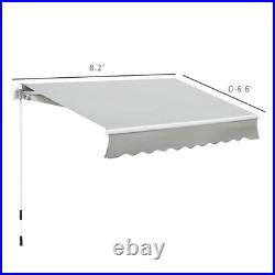 8' x 7' Retractable Sunshade Awning with Crank for Outdoor Porch Deck Window