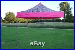 8' x 8' Pop Up 4 Wall Canopy Party Tent Gazebo EZ Pink Zebra