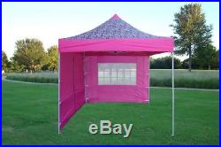 8' x 8' Pop Up 4 Wall Canopy Party Tent Gazebo EZ Pink Zebra