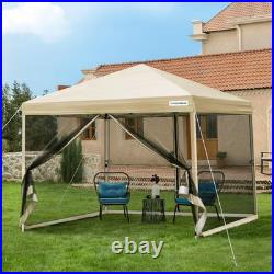 8'x 8' Pop up Canopy Tent with Mesh Netting, 2 Zipper Doors, and Roller Bag