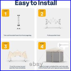 8'x 8' Pop up Canopy Tent with Mesh Netting, 2 Zipper Doors, and Roller Bag