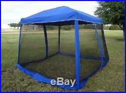 8'x8'/10'x10' Pop Up Canopy Party Tent Gazebo EZ w Net Blue
