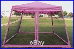 8'x8'/10'x10' Pop Up Canopy Party Tent Gazebo EZ w Net Pink
