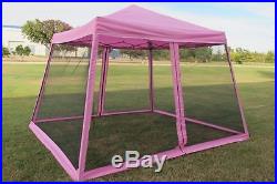 8'x8'/10'x10' Pop Up Canopy Party Tent Gazebo EZ w Net Pink