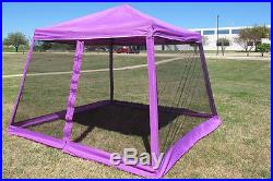 8'x8'/10'x10' Pop Up Canopy Party Tent Gazebo EZ w Net Purple