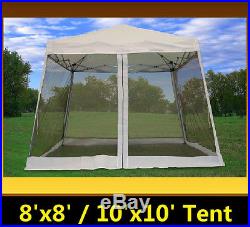 8'x8'/10'x10' Pop Up Canopy Party Tent Gazebo EZ w Net White