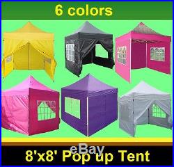 8'x8' Pop Up Canopy Folding Party Tent 6 Colors Available