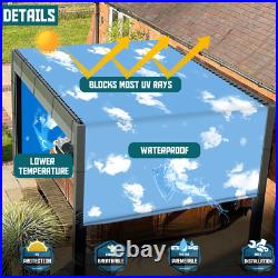 8ft Waterproof Pergola Shade Cover Universal Replacement Canopy Cloth With Rod