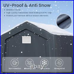8x12' Outdoor Storage Shelter Shed Portable Canopy Carport Garage with 2 Doors