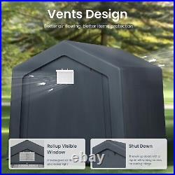 8x12' Outdoor Storage Shelter Shed Portable Canopy Carport Garage with 2 Doors
