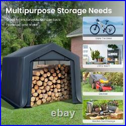 8x12' Outdoor Storage Shelter Shed Portable Canopy Carport Garage with 2 Doors